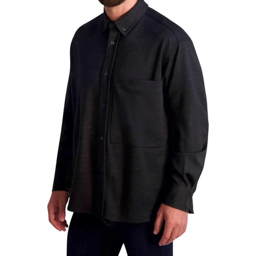 Karl Lagerfeld Marled Ponte Oversized Pocket Shirt‎ Mens M Oversized Heavyweight